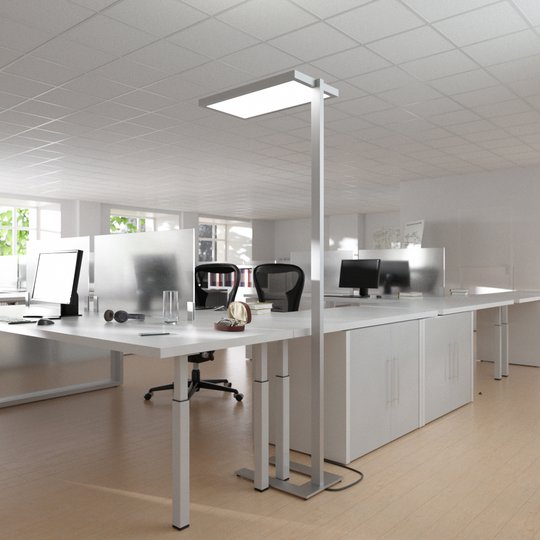 Arbetsplatsgolvlampa Oli med LED-lampor och dimmer
