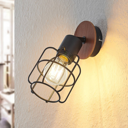 Lindby Telmos spotlight till vägg med en burskärm