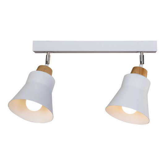 Taklampa Wood, 2 lampor, vit