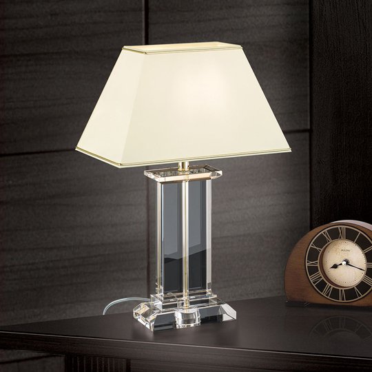 Bordslampa Veronique, fot bred, creme/guld