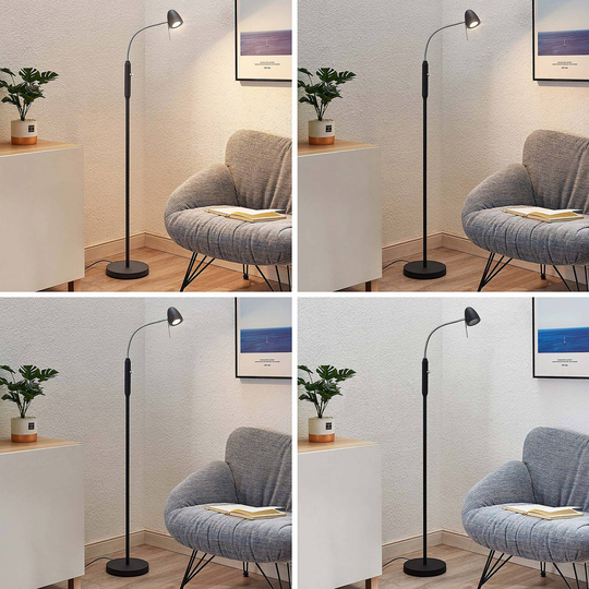 Lindby Shreena golvlampa av stål, svart, 1 lampa