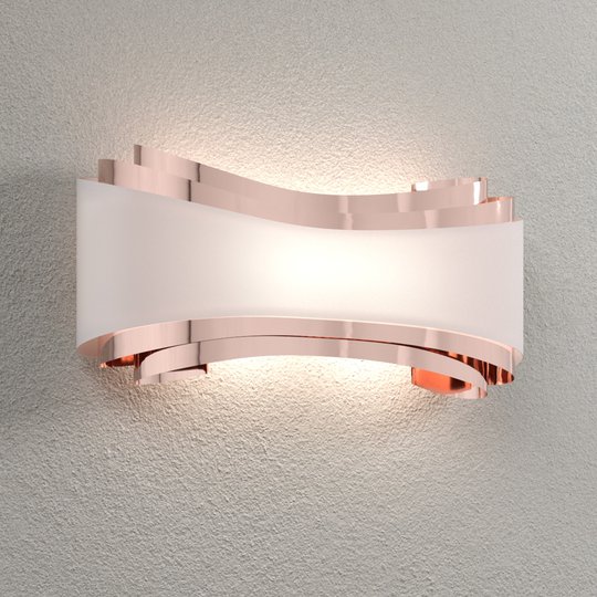 LED-vägglampa Ionica, koppar med glasbländare
