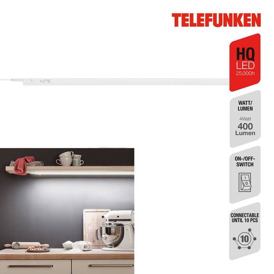 LED-bänklampa Hephaistos, vit, längd 87 cm