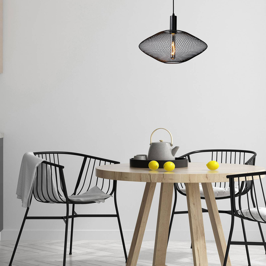 Hänglampa Mesh, trapetsformig, Ø 45 cm, svart