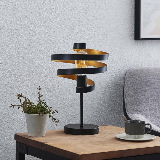 Lindby Colten bordslampa, svart, guld
