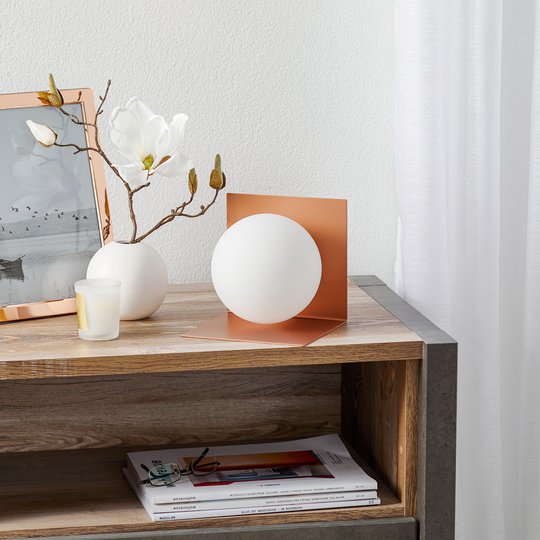Bordslampa Balance liggande koppar satinerad