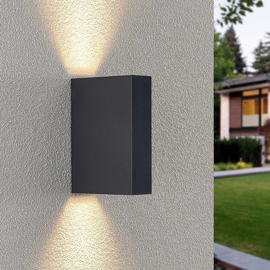 Lindby Ugar LED-utomhusvägglampa, 4,8 cm up/down