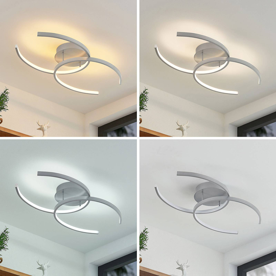 Lindby Cirlio LED-taklampa CCT, silver