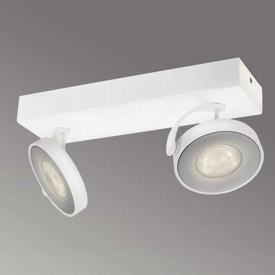 LED-spot Clockwork i vitt med två ljuskällor