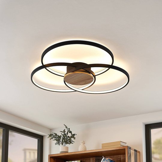 Lindby Riley LED-taklampa, dimbar, svart