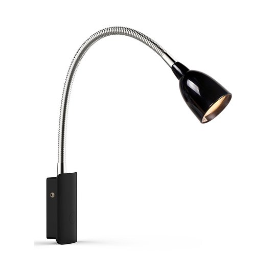 LED-vägglampa Tulip med kabel och kontakt, svart