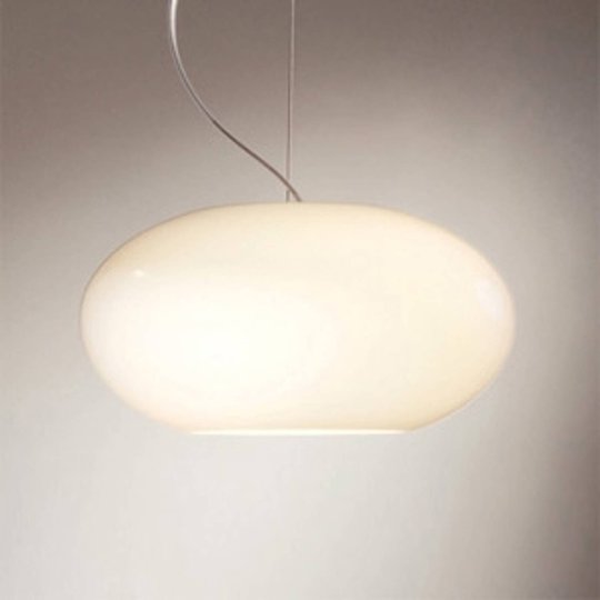 Puristisk hänglampa AIH, 28 cm, cremeglänsande