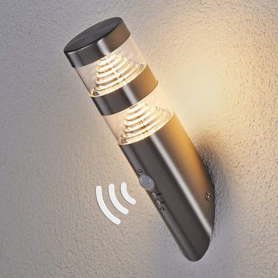 LED-utomhusvägglampa Lanea, sned, sensor