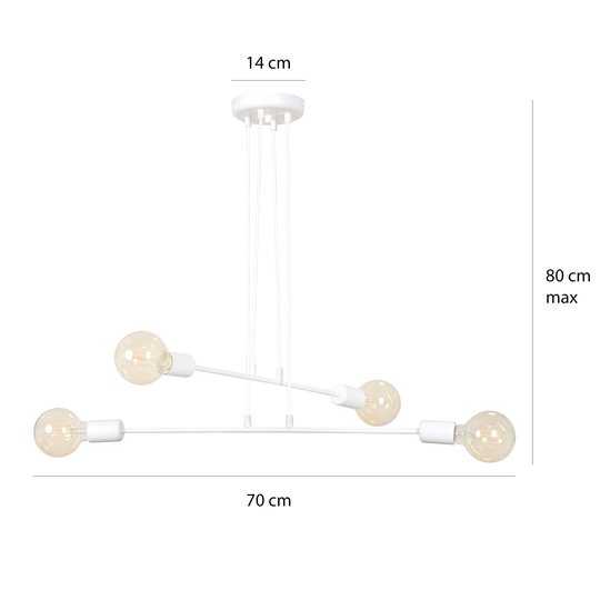Hänglampa Multipo 4, 4 lampor, vit