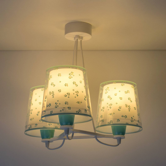 Hänglampa för barnrum Dream Flowers, 3 lampa, grön