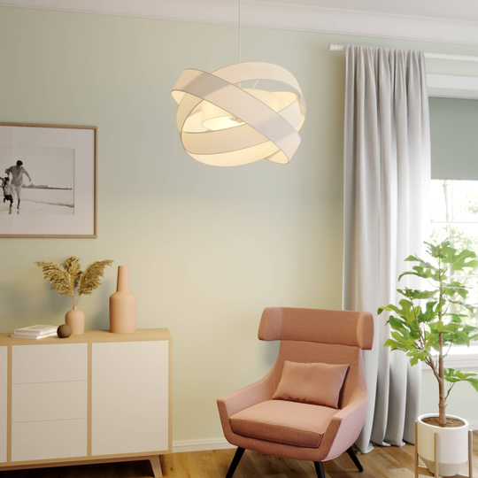 Lindby Simaria textil-pendellampa, vit