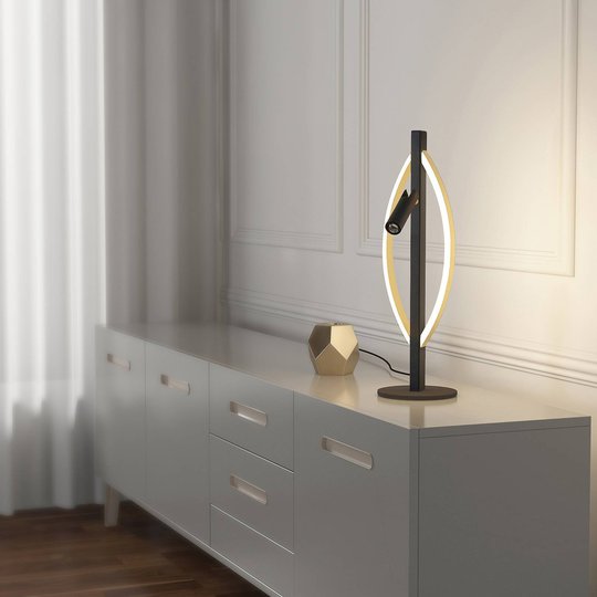 Lucande Matwei LED-bordslampa, oval, mässing
