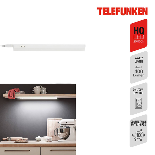 LED-bänklampa Hephaistos, vit, längd 31 cm