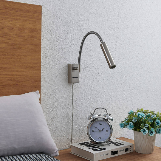 Lucande Anaella LED-vägglampa, nickel, 47 cm