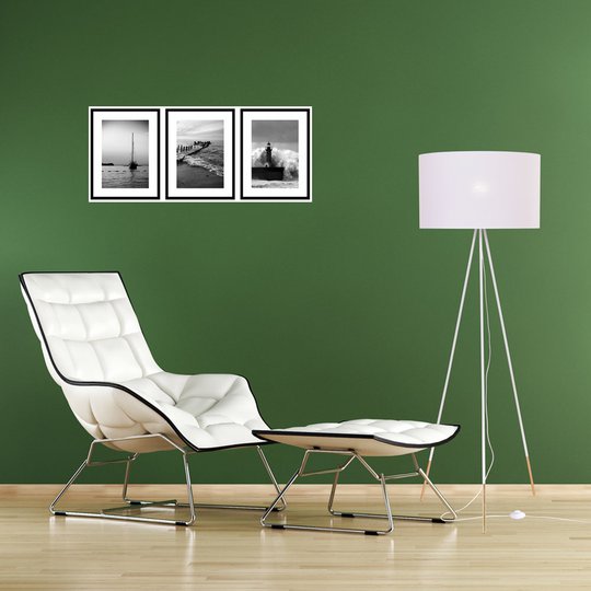 Golvlampa Tago, trebent, vit