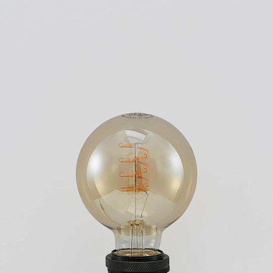 Lucande LED-lampa E27 G95 4 W 2 200 K bärnsten