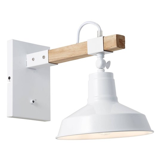 Vägglampa Hank med träarm