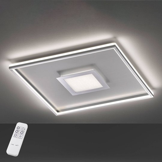 LED-taklampa Bug fyrkantig, krom 40 x 40 cm