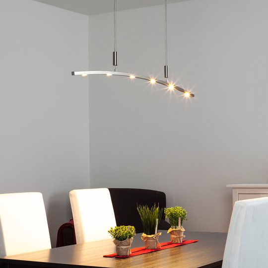 Vriden LED-hänglykta Falo, höjdjusterbar.
