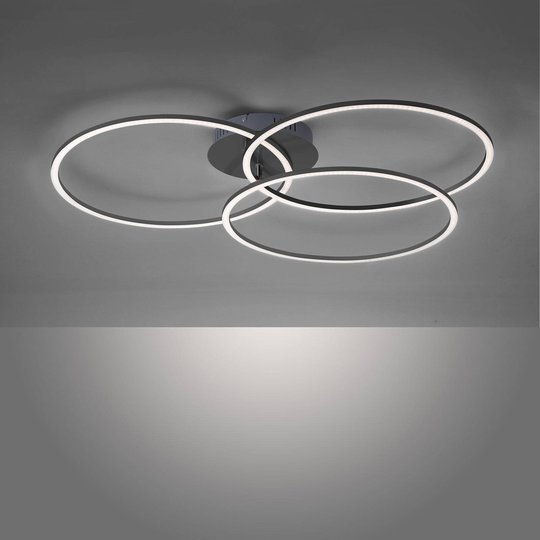 LED-taklampa Ivanka, tre ringar, svart