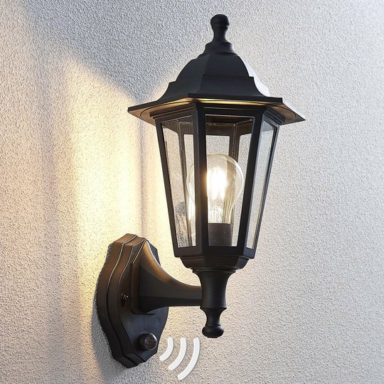 Utomhusvägglampa Nane i lyktform med sensor