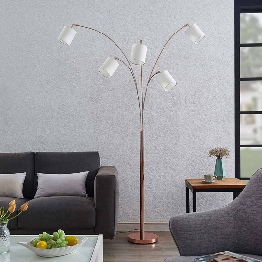Lindby Abiram golvlampa, koppar/vit