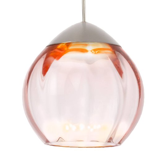 Glaspendellampa Soft med rosafärgad skärm 15 cm