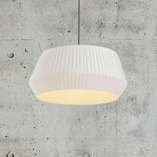 Hänglampa Dicte, handbunden, Ø 53 cm, vit