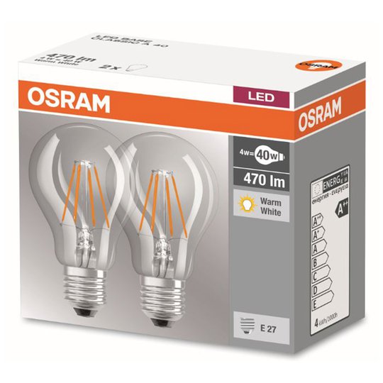 E27 4W 827 LED-filamentlampa 2-pack