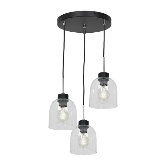 Hänglampa Terra med 3 glasskärmar, rondell