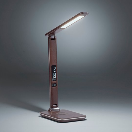LED-bordslampa Adriano, CCT, dimbar, brun
