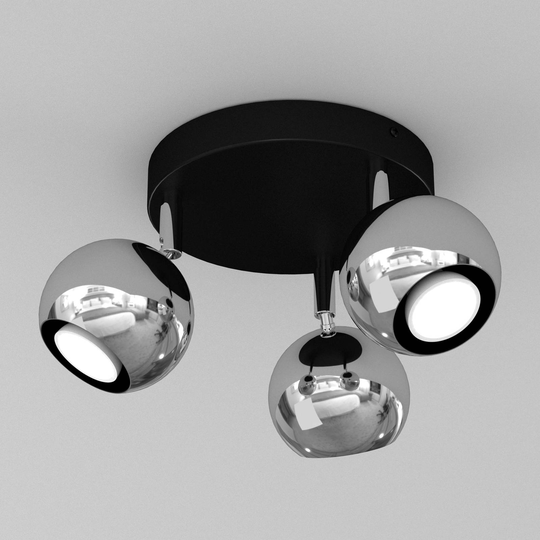 Takspotlight Cornet, 3 lampor rund svart/krom