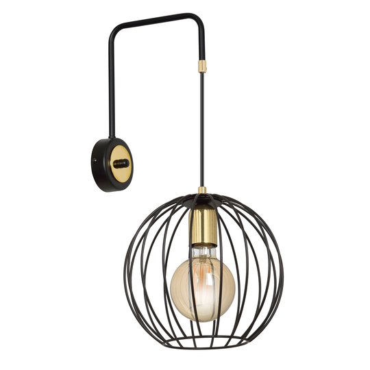 Vägglampa Albio K1 med en burskärm i svart