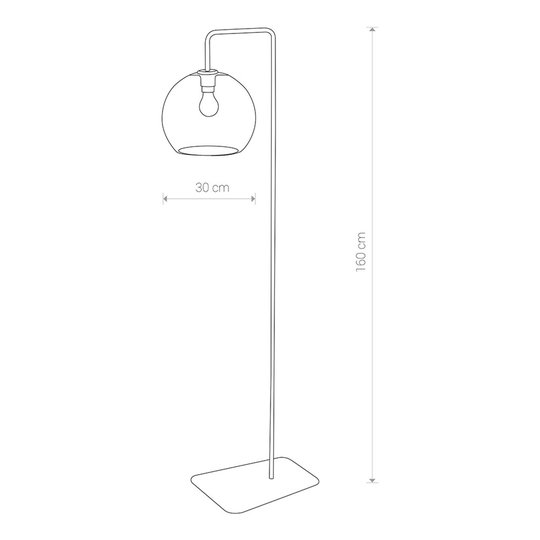 Golvlampa Monaco med glaskulskärm
