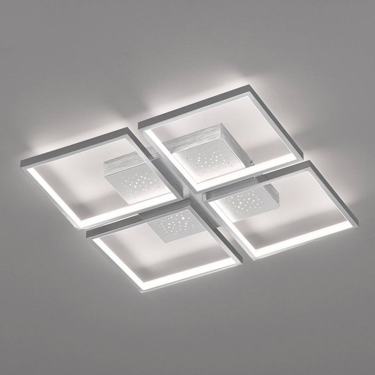 LED-taklampa Pix, aluminium 4 lampor, 54x54cm