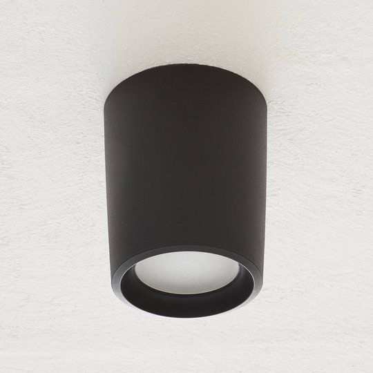 Ytmonterad downlight Livia Ø18cm svart/frostad