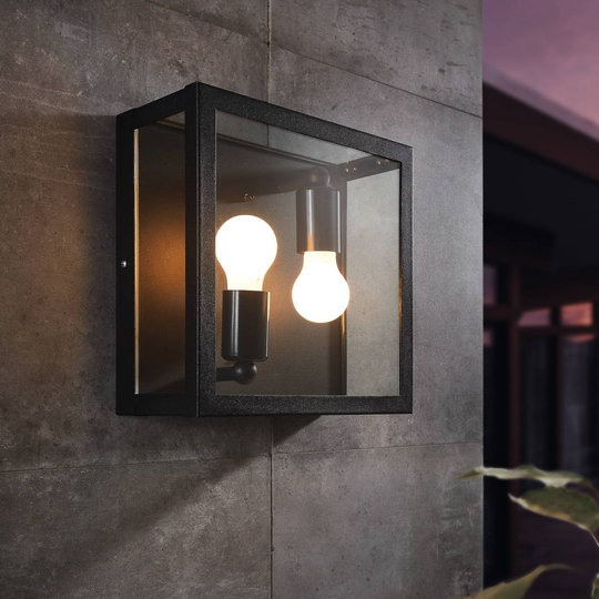 Utomhusvägglampa Alamonte 1 2 lampor svart kvadrat