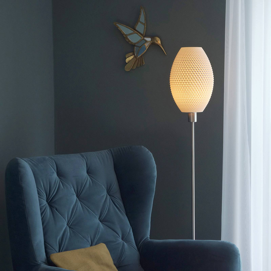 Golvlampa Diamant Olive av biomaterial, linen