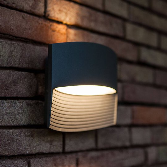 Antracitfärgad LED-utomhusvägglampa Lotus