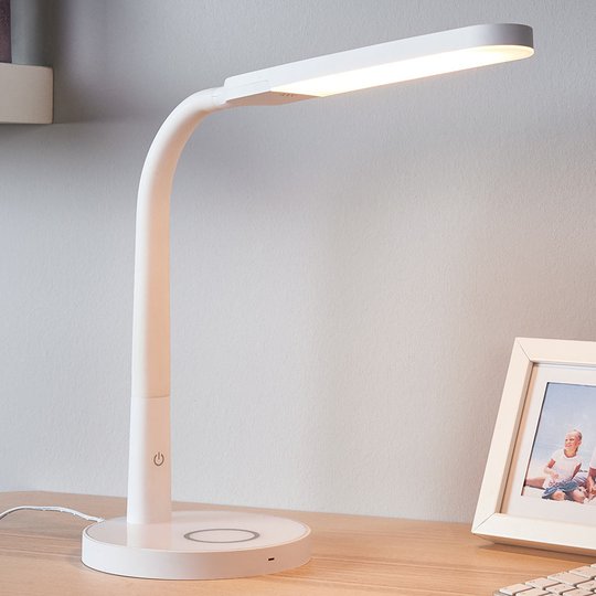 Vit LED-skrivbordslampa Maily, USB