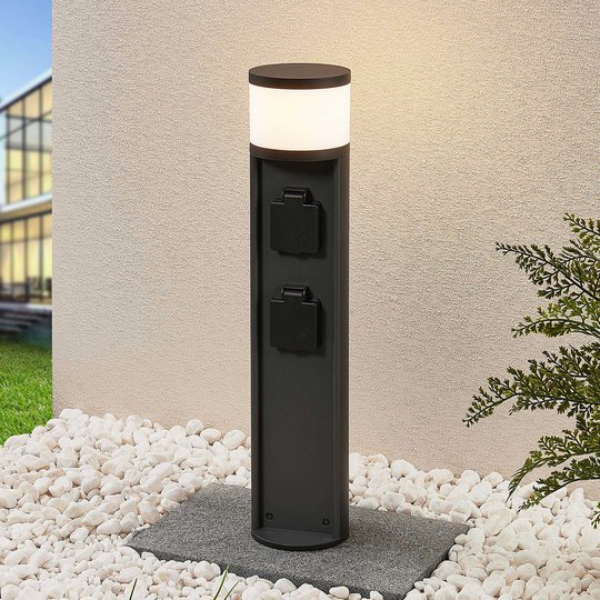 Lucande Corban LED-sockellampa, 2 eluttag