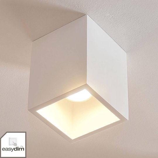 Kvadratisk gips-downlight Natalie, easydim