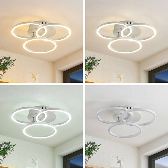 Lindby Qiana LED-taklampa CCT, rund, vit