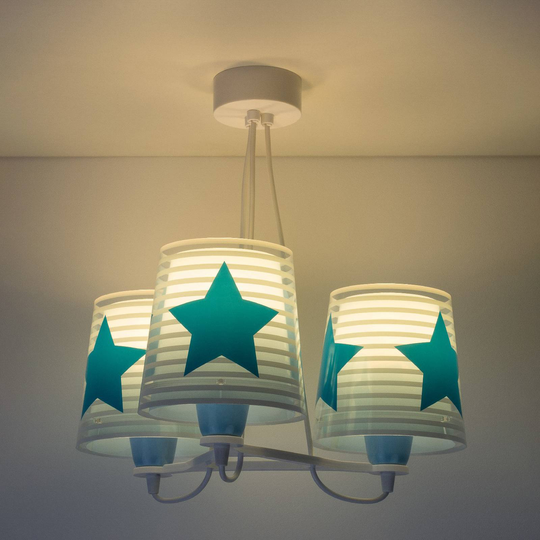 Hänglampa för barnrum Light Feeling, 3 lampa, blå