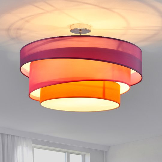 Trefärgad taklampa Melia, violett och rosa